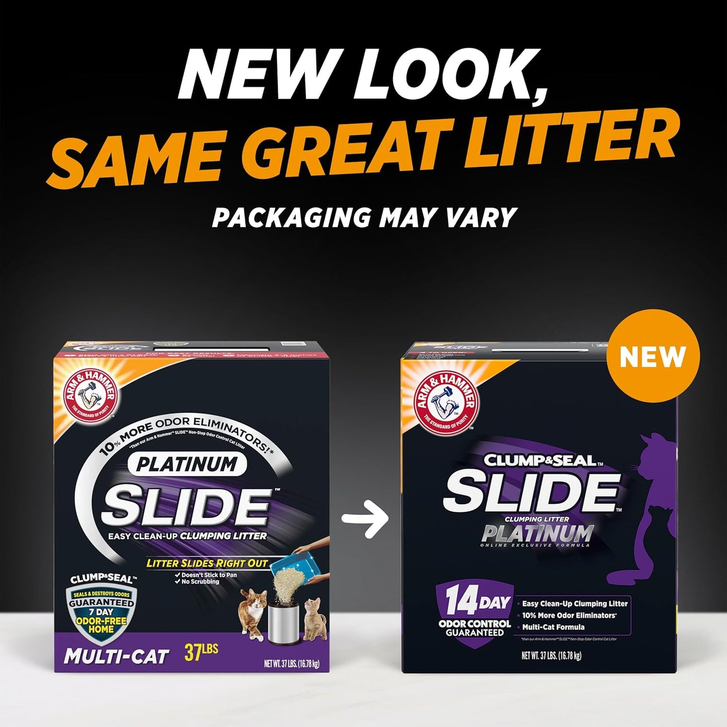 Clump & Seal SLIDE Platinum Multi-Cat Clumping Litter, Easy Clean, Superior Odor Control, 37 Lbs