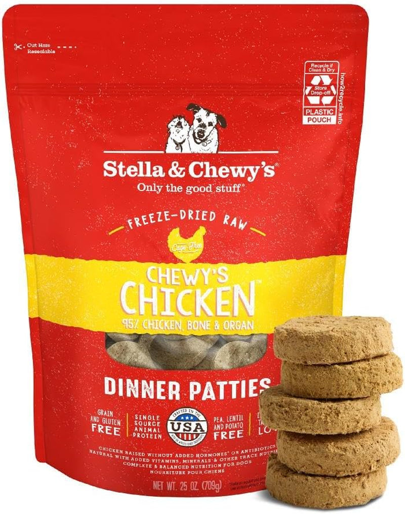 Freeze-Dried Raw Dinner Patties - Chicken Recipe - High Protein Grain-Free Puppy & Dog Food - Perfect for Picky Eaters - 25 Oz