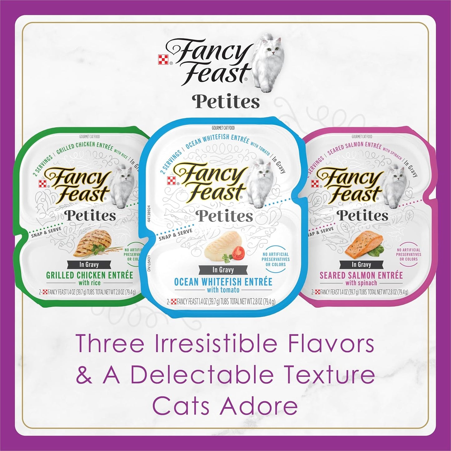 Purina Gourmet Wet Cat Food Variety Pack, Petites Gravy Collection, Break-Apart Tubs, 24 Servings - (Pack of 12) 2.8 Oz. Tubs