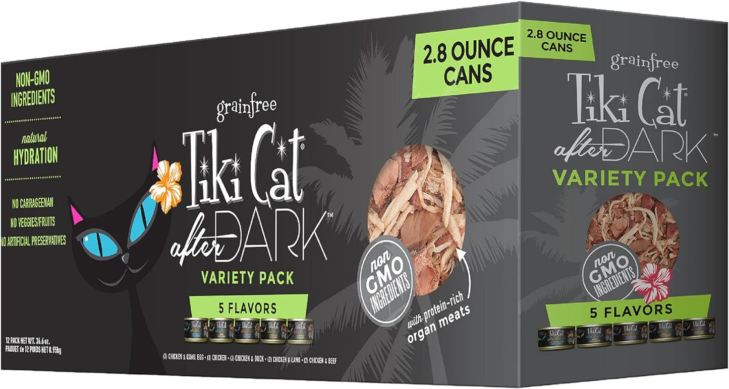 after Dark, Variety Pack, High-Protein and 100% Non-Gmo Ingredients, Wet Cat Food for Adult Cats, 2.8 Oz. Cans (Pack of 12)