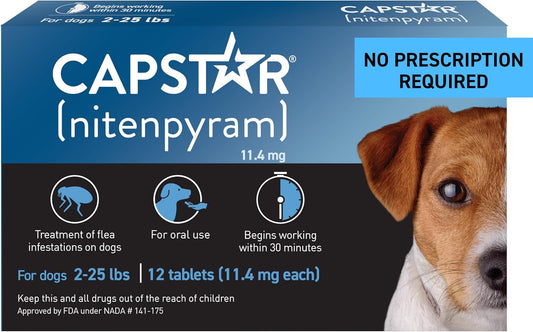 (Nitenpyram) for Dogs Fast-Acting Oral Flea Treatment for Dogs 2-25 Lbs, Vet-Recommended Medication Tablets Start Killing in 30 Minutes, 12 Doses