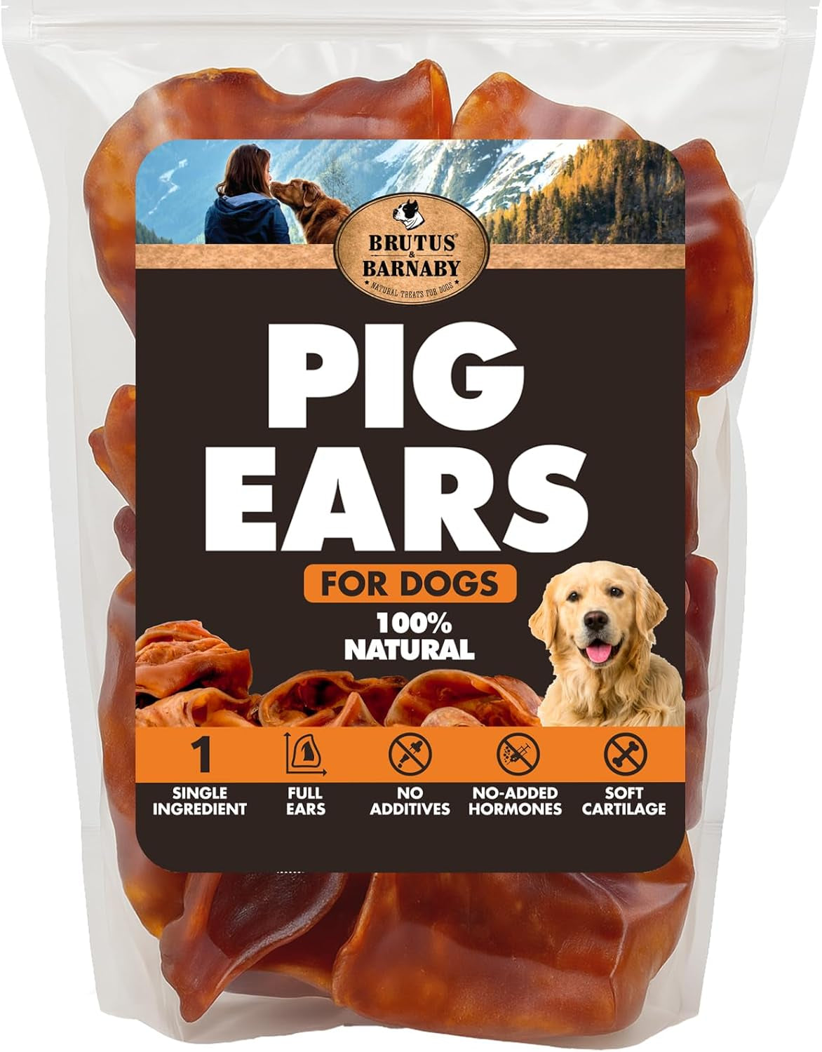 Whole Pig Ears for Dogs, 12 Ct. – All-Natural Single Ingredient Dog Chews, Slow Cooked & Fully Digestible Rawhide Alternative