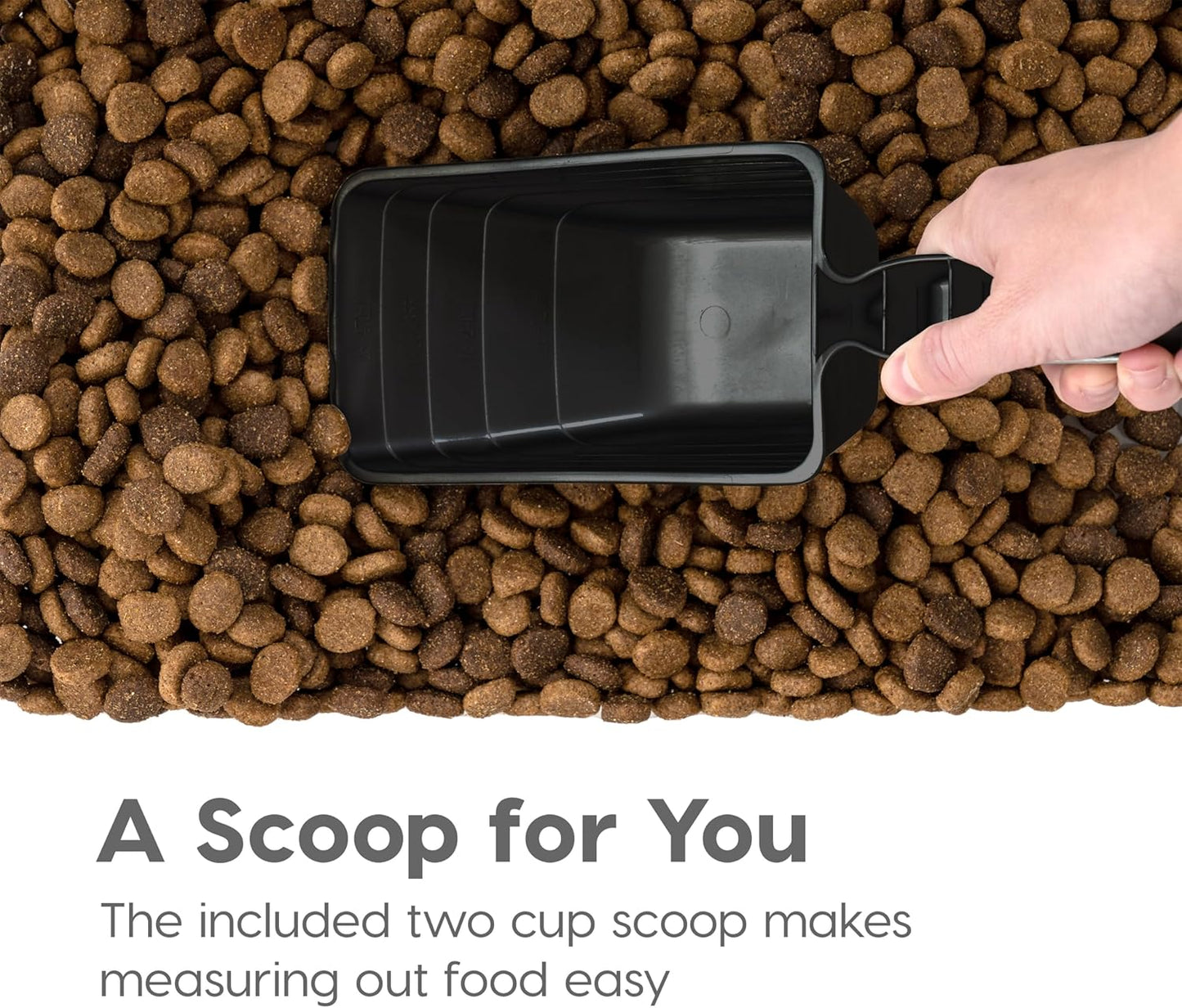 3-Piece 41 Lbs / 45 Qt Weatherpro Airtight Pet Food Storage Container Combo with Scoop and Treat Box for Dog Cat and Bird Food, Keep Fresh, Translucent Body, Easy Mobility, Black