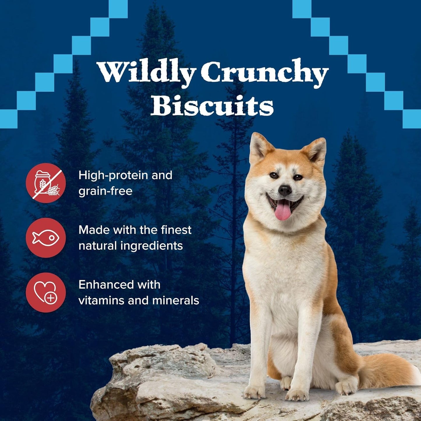 Wilderness Trail Treats Crunchy Dog Biscuits, Grain-Free and High-Protein Dog Treats Made with Natural Ingredients, Salmon Recipe 24-Oz Bag