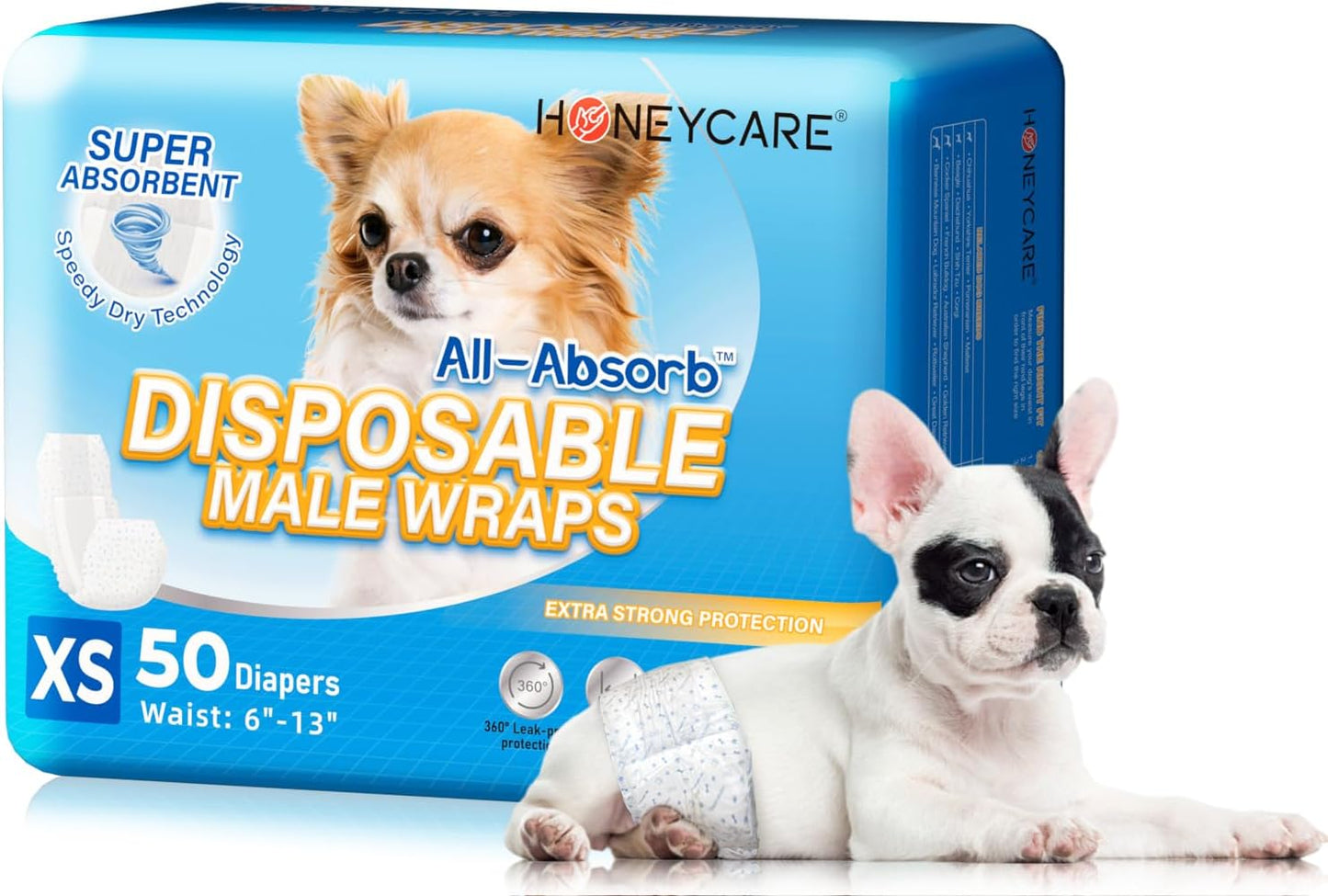 All-Absorb A27 Male Dog Wrap, 50 Count, Extra Small