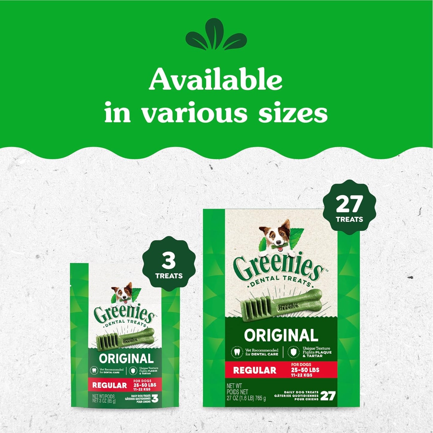 Original Regular Dental Dog Treats, 27 Oz. Pack (27 Treats)