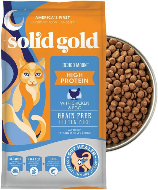 High Protein Dry Cat Food - Grain Free & Gluten Free Chicken Cat Dry Food W/Probiotics for Gut Health & Digestion - High Fiber & Omega 3 - Low Carb Superfood Kibble for Cats All Ages -12LB