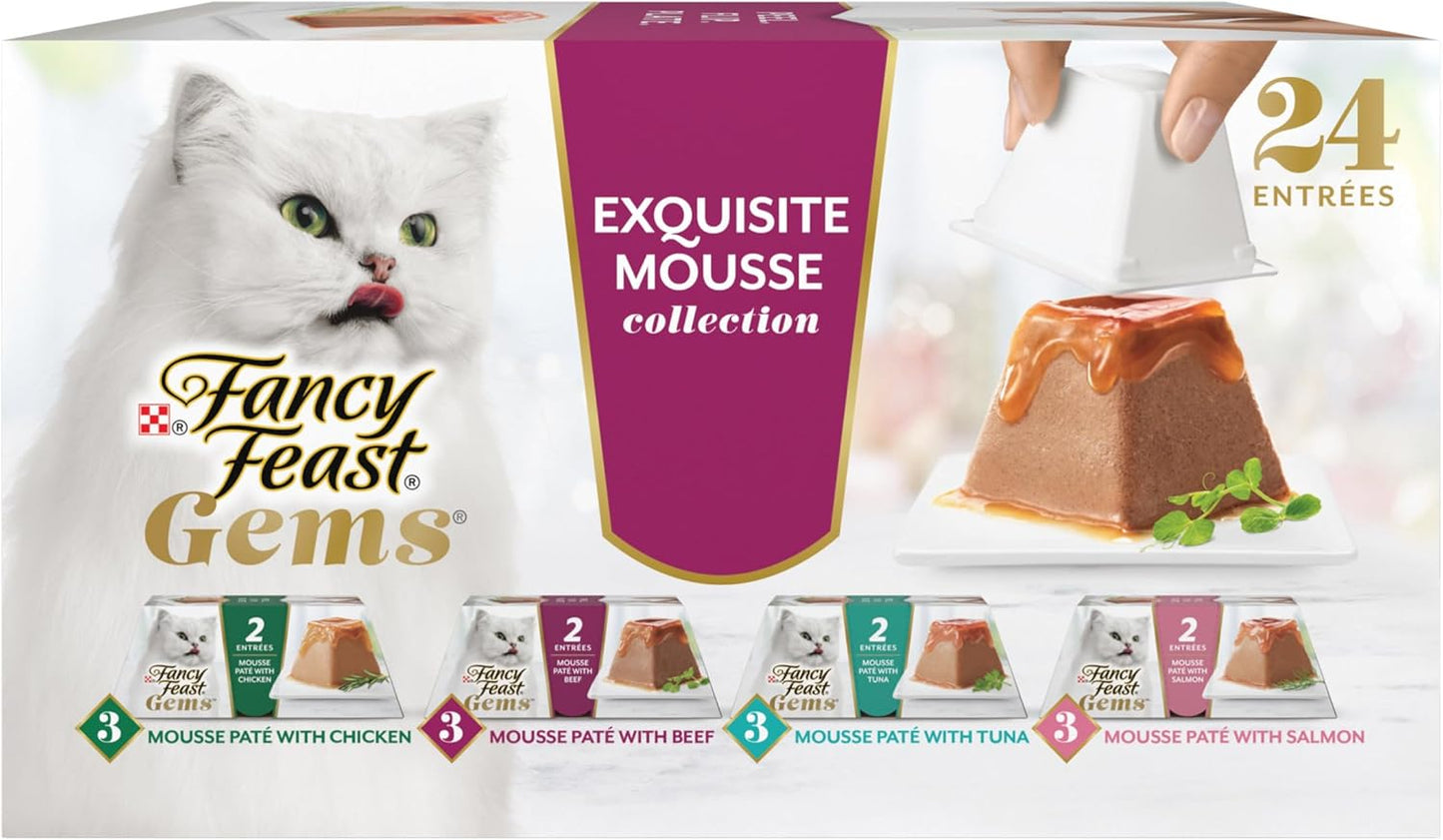 Gems Pate Cat Food Mousse and a Halo of Savory Gravy Wet Cat Food Variety Pack - (Pack of 12) 4 Oz. Boxes