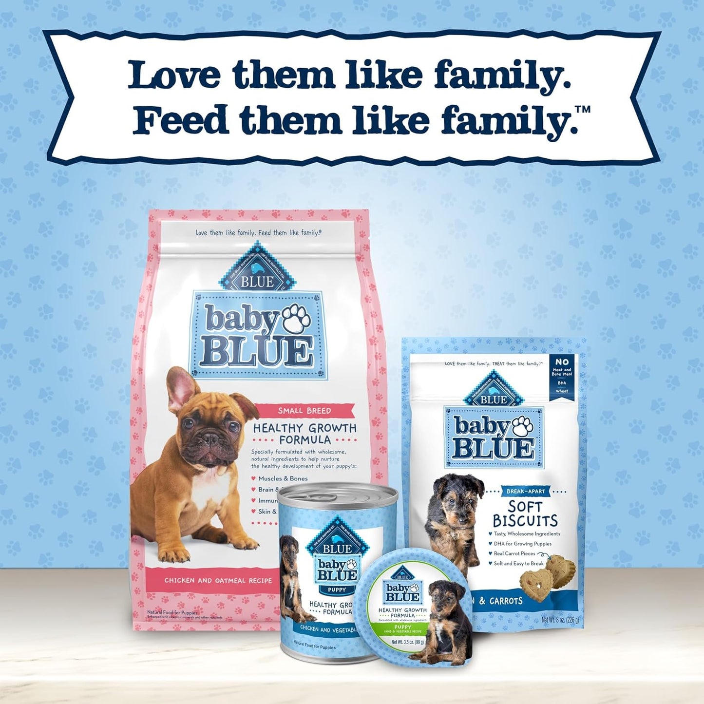 Baby BLUE Soft Biscuits with DHA, Natural Dog Treats for Puppies, Great for Training, with Chicken & Carrots, 8-Oz. Bag