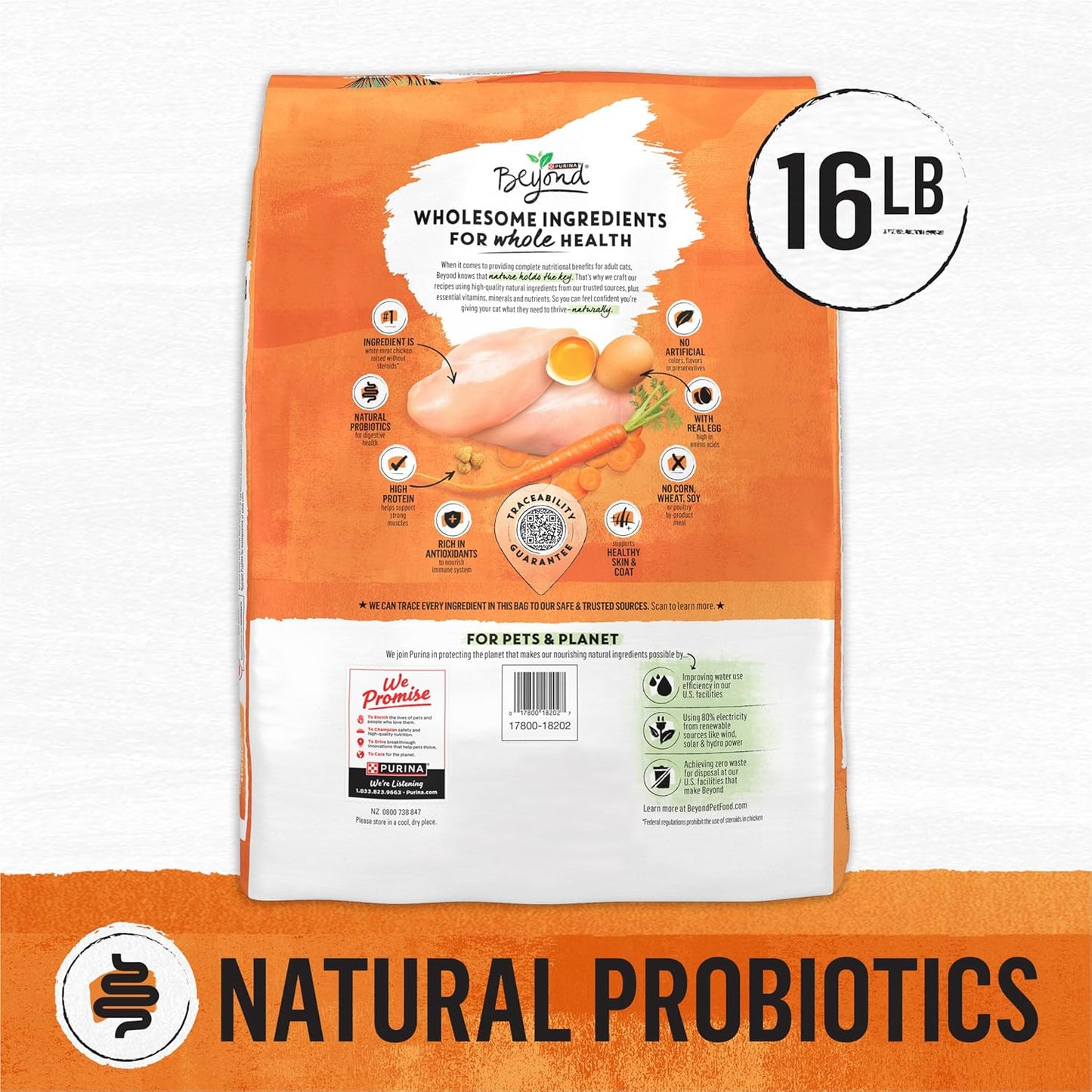 Grain Free White Meat Chicken and Egg Recipe Natural Cat Food High Protein Cat Food Dry Formula - 16 Lb. Bag