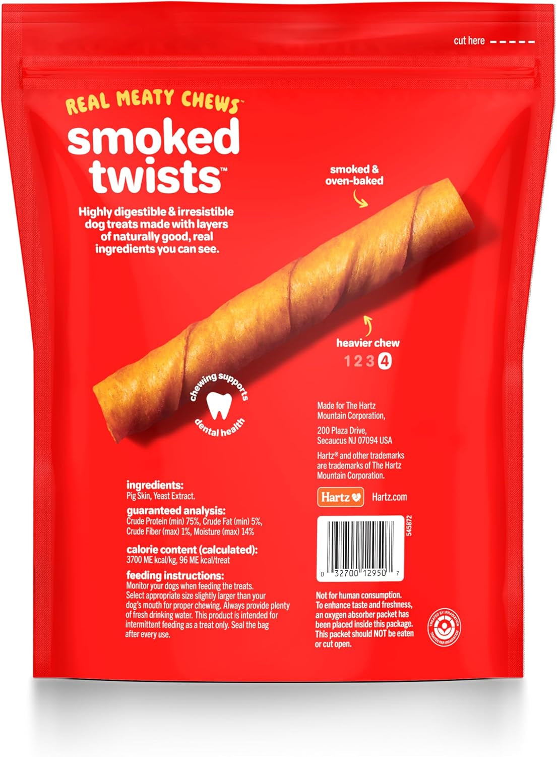 Oinkies Smoked Twists with Naturally Smoked Pork Rawhide-Free Dog Treats, Highly Digestible Long Lasting Dog Chews, 40 Count