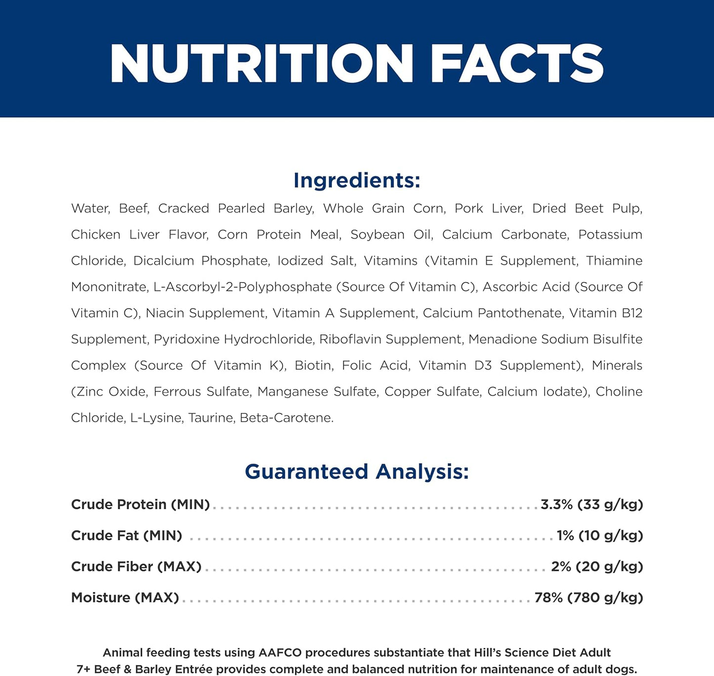 Adult 7+, Senior Adult 7+ Premium Nutrition, Wet Dog Food, Beef & Barley Loaf, 13 Oz Can, Case of 12