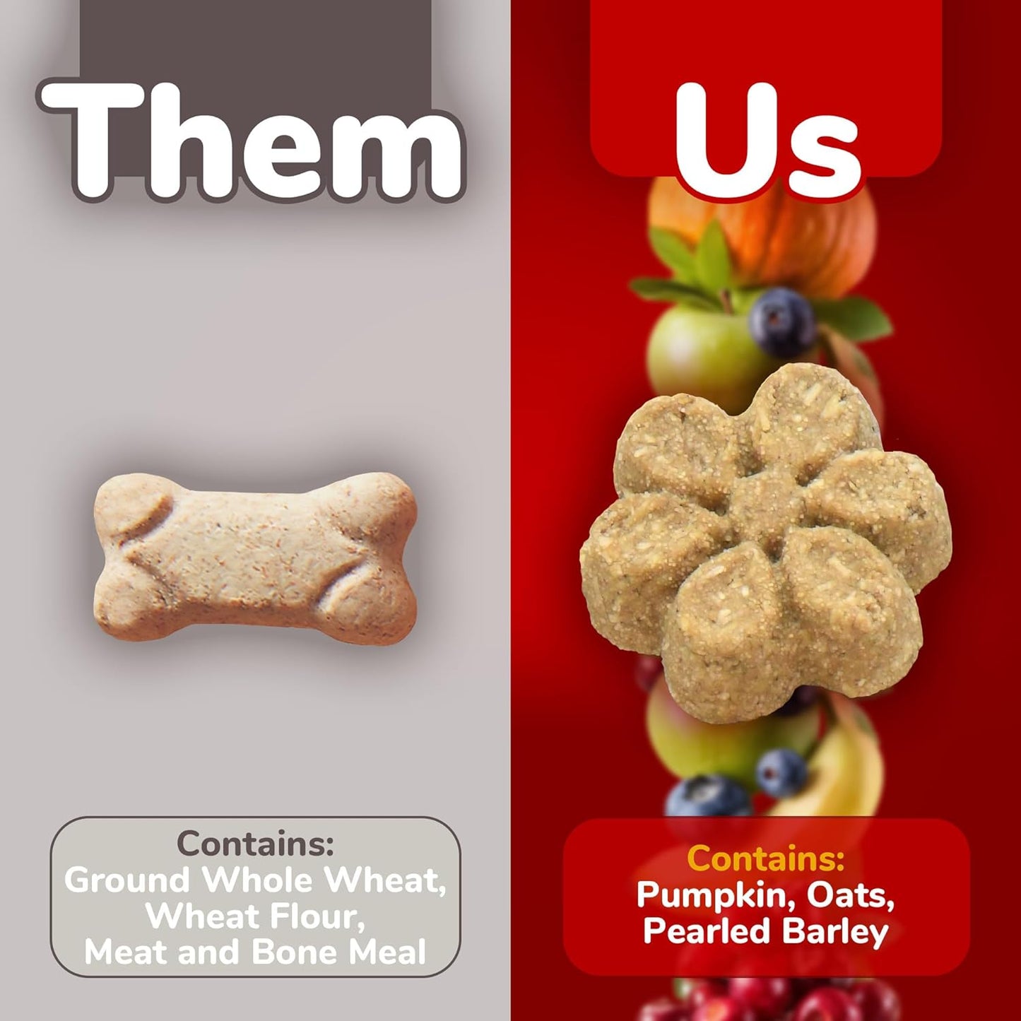 Baked Dog Treats, Healthy Pumpkin Treat for Dogs, Low Calorie & Delicious, Free of Wheat, Corn and Soy, Made in the USA, Apple and Crispy Bacon Flavor, 12Oz