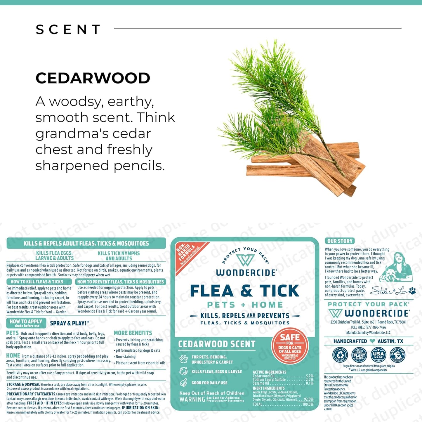 - Flea, Tick & Mosquito Spray for Dogs, Cats, and Home - Tick Killer, Control, Prevention, Treatment - with Natural Essential Oils - Pet and Family Safe - Cedarwood 16 Oz