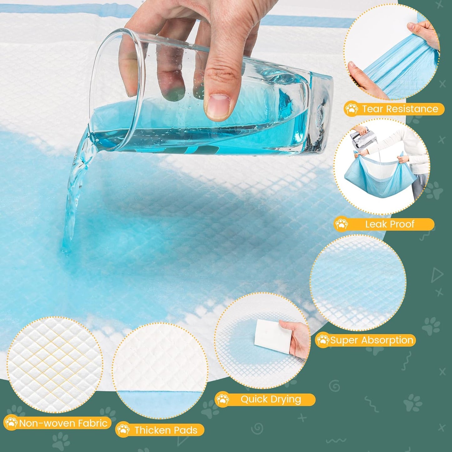 60 Count Extra Large Dog Pee Pads 28" X 34", Super Absorbent X-Large Puppy Pads Disposable Dogs Training Pads, Quick Drying Leak-Proof Dog Potty Pads for Doggies Puppies