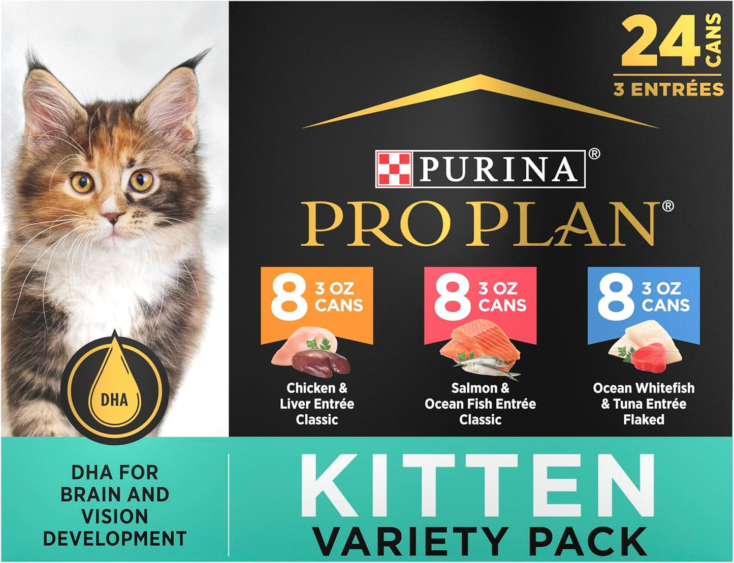 High Protein Wet Kitten Food Variety Pack, DEVELOPMENT Kitten Favorites - (Pack of 24) 3 Oz. Cans