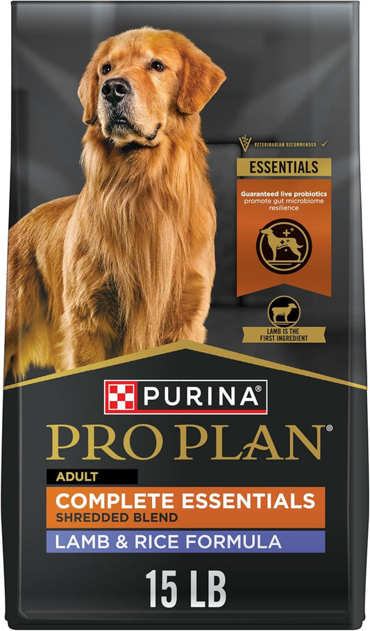 Complete Essentials Shredded Blend Lamb and Rice High Protein Dog Food with Probiotics for Dogs - 15 Lb. Bag