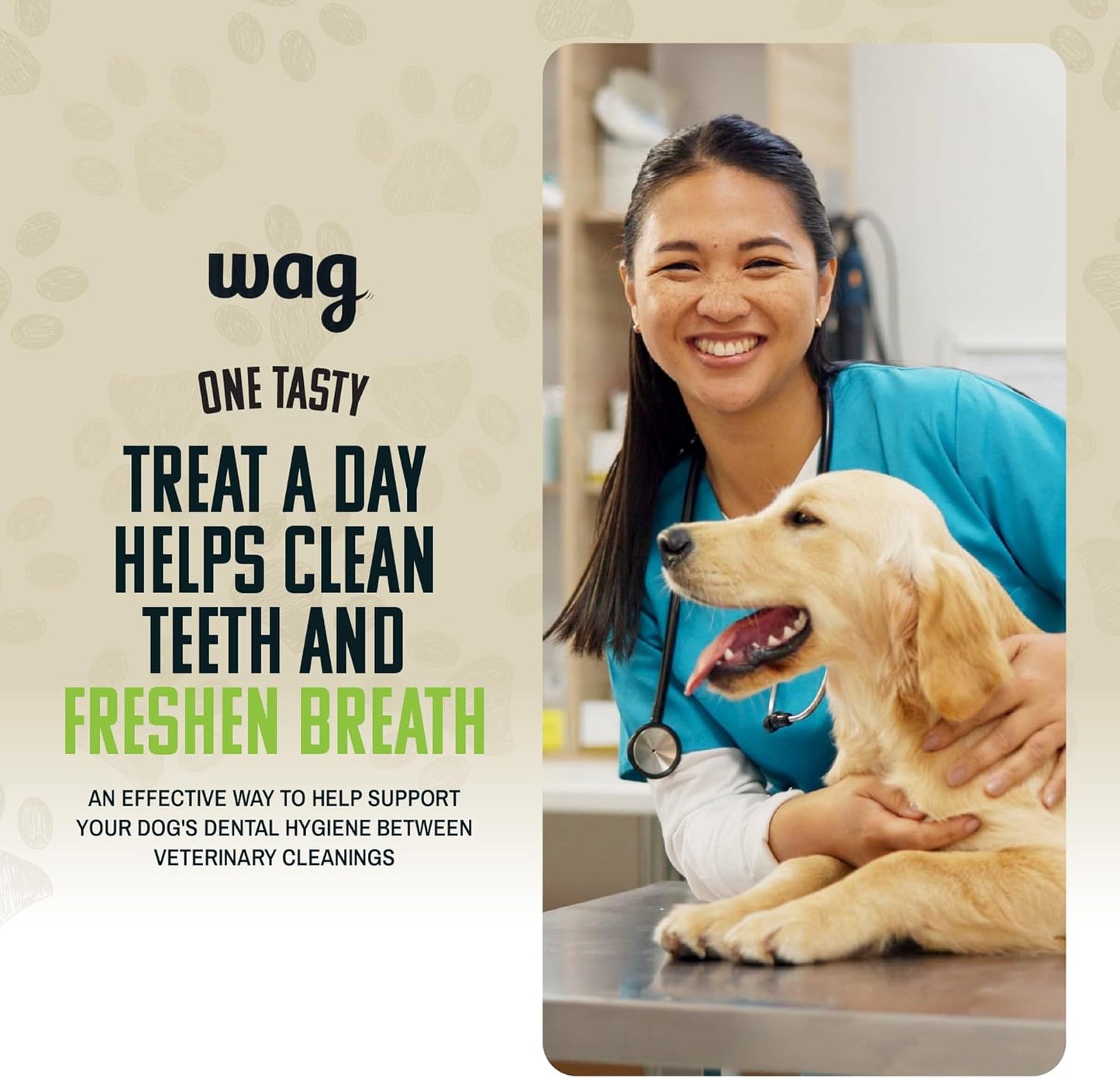 Amazon Brand - Dental Dog Treats to Help Clean Teeth & Freshen Breath Tiny, 2.25 Pounds, Unflavored - 130 Count, Pack of 1