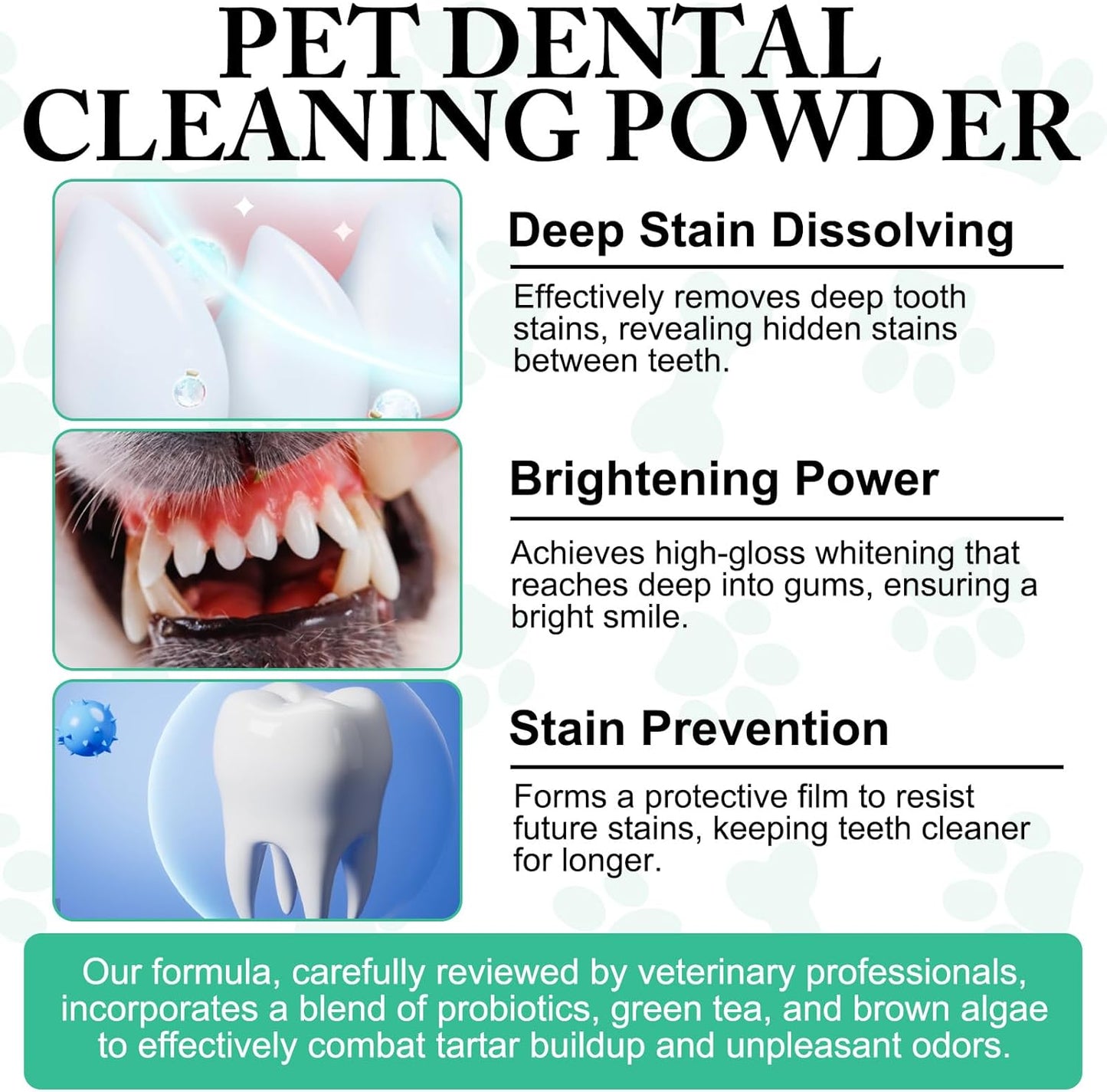 Dog Dental Powder - Teeth Cleaning Powder for Dogs - Dental Powder for Dogs - Dog Dental Care - Plaque & Bad Breath off Powder Dog - Dental Care Supplies for Small - Medium - Large Dogs