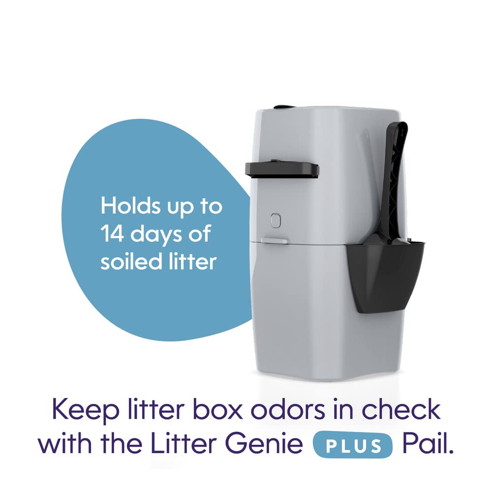plus Pail (Silver) | Cat Litter Box Waste Disposal System for Odor Control | Includes 1 Square Refill Bag
