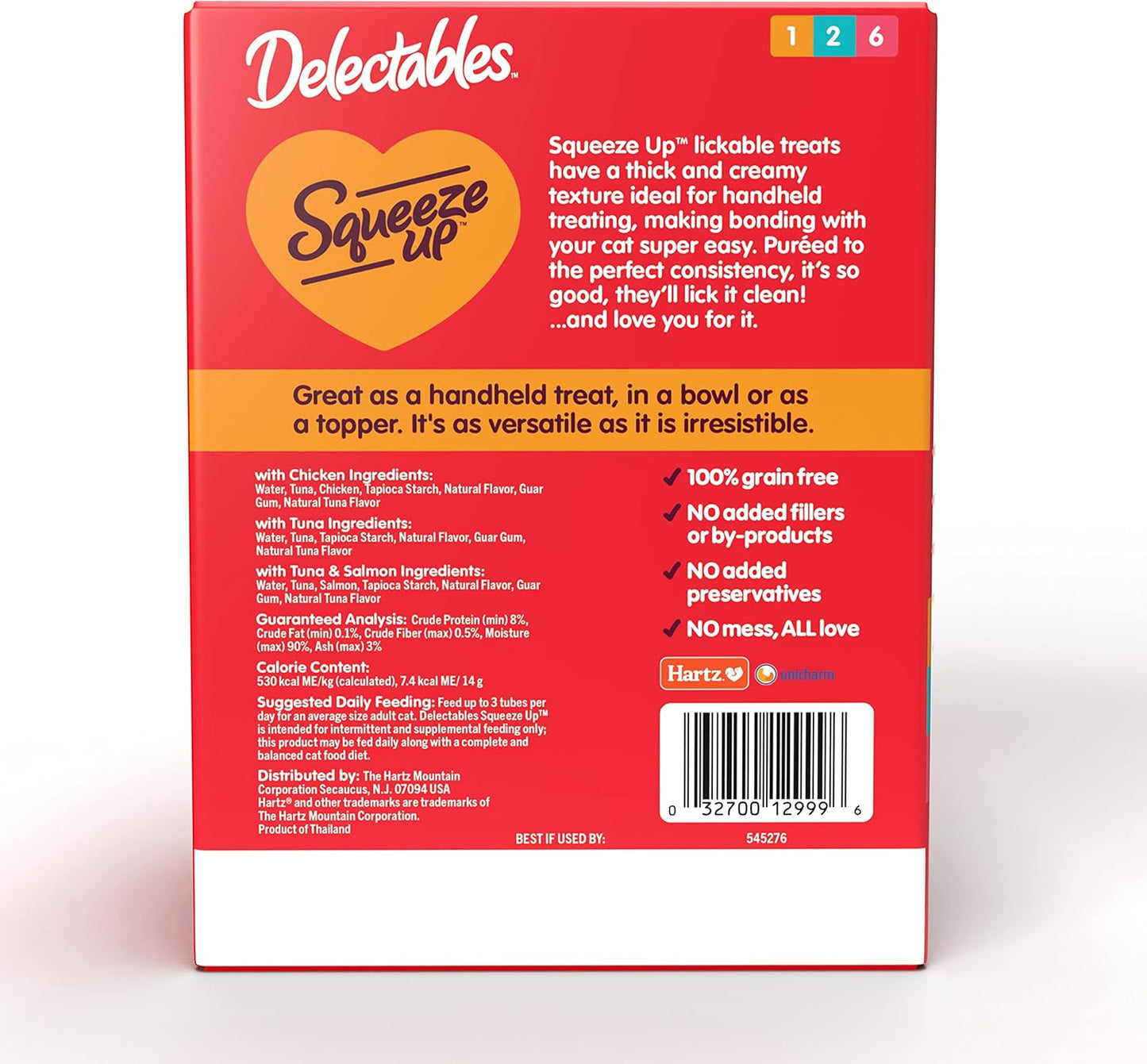 Delectables Squeeze up Handheld Lickable Treats, Chicken, (Tuna and Tuna and Salmon) 54 Count