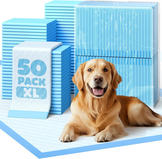 50-Pack X-Larg Puppy Pads - 34" X 28" Extra Large Pee Pads for Dogs with 6-Layer Leakproof Protection, Quick-Dry and Disposable Dog Pads with High Absorbency for Easy Potty Training