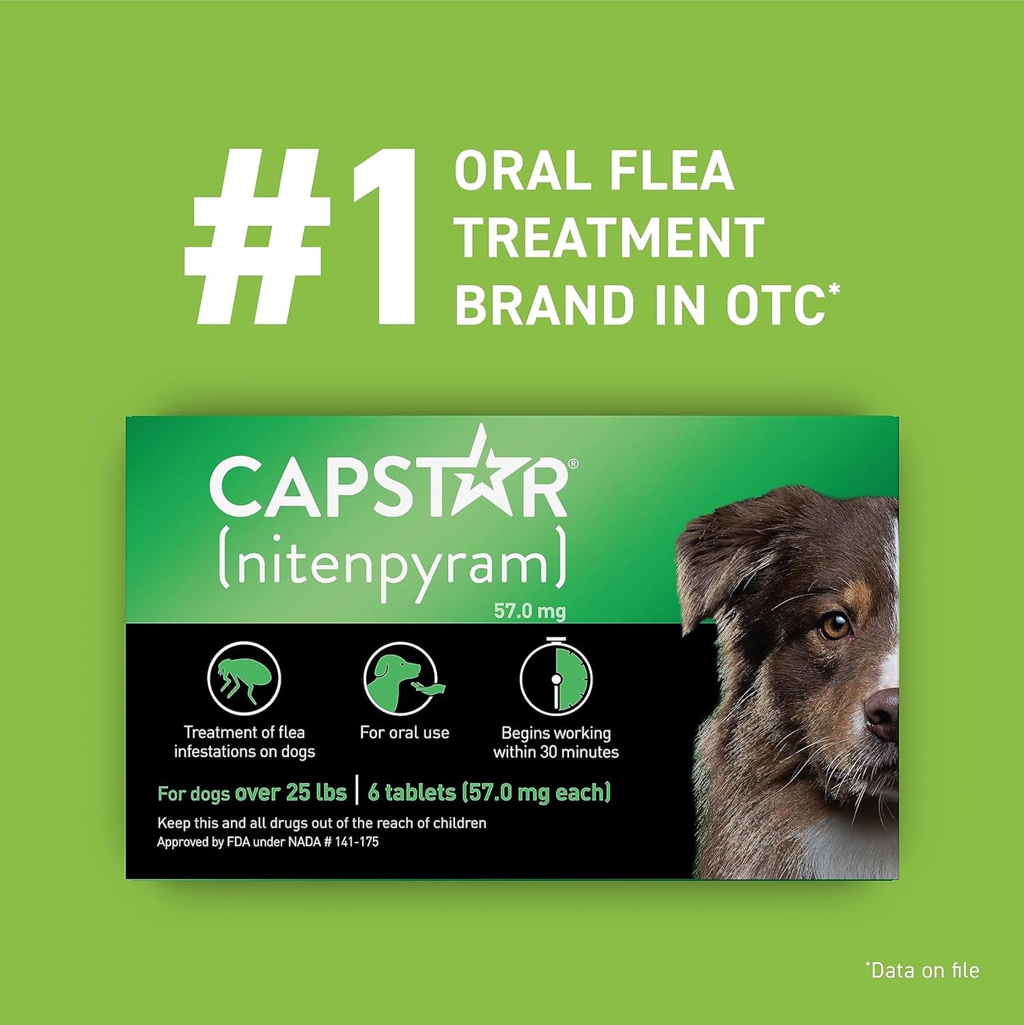 Oral Flea Treatment for Dogs, Fast Acting Tablets Start Killing Fleas in 30 Minutes, Medium & Large Dogs (Over 25 Lbs), 6 Doses