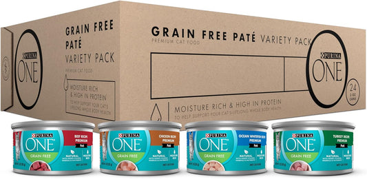 High Protein, Grain Free Pate Wet Cat Food Variety Pack, Grain Free Formula - (Pack of 24) 3 Oz. Cans