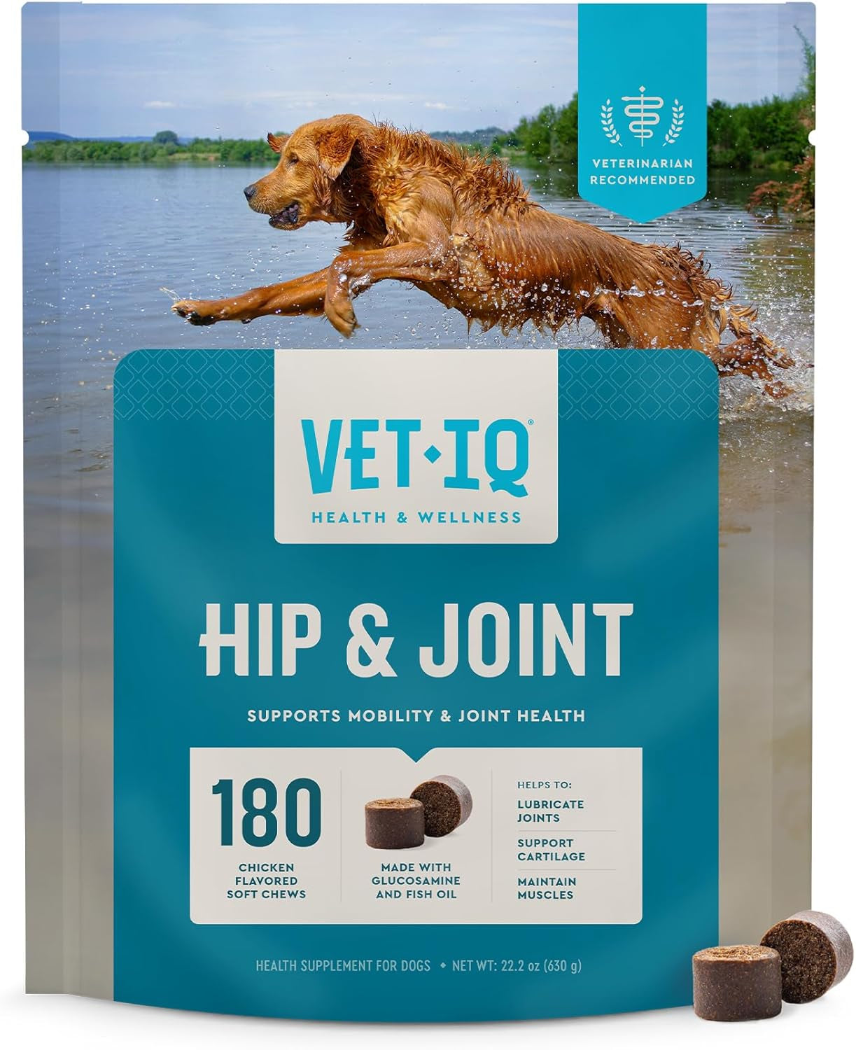 Glucosamine Hip & Joint Supplement for Dogs, 180 Soft Chews, Joint Support Supplement with MSM and Krill, Dog Health Supplies Large & Small Breed, Chicken Flavored Chewables