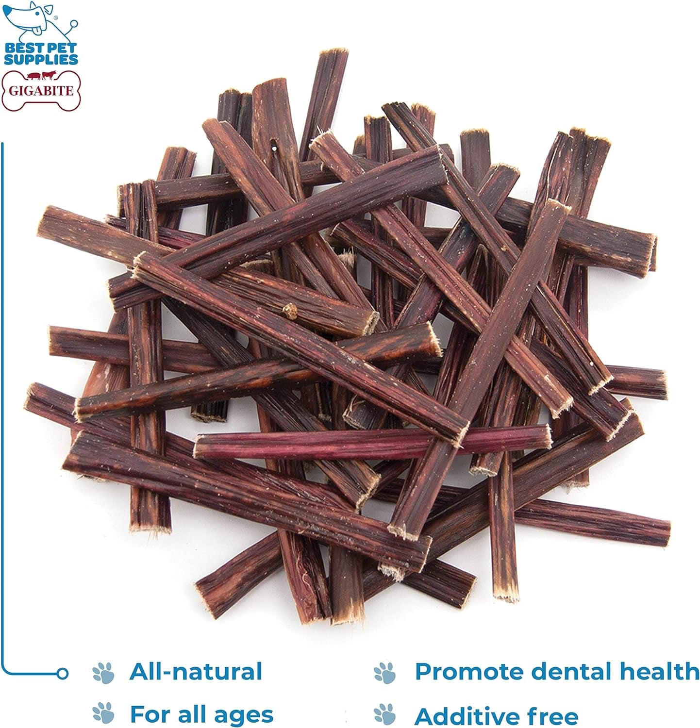 Gigabite Single Ingredient All Natural Free Range Bully Treats and Chews - Bully Sticks/Bladder Sticks/Beef Esophagus by - Esophagus Sticks (6 Inch), Pack of 40