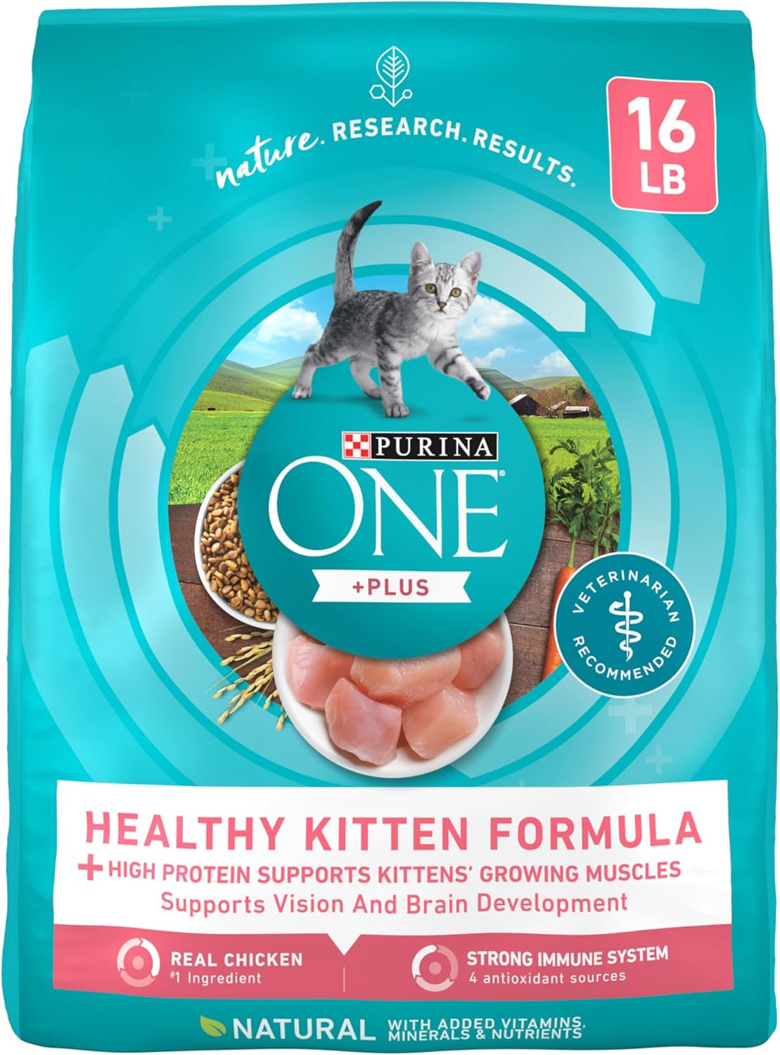 High Protein, Natural Dry Kitten Food, +Plus Healthy Kitten Formula - 16 Lb. Bag