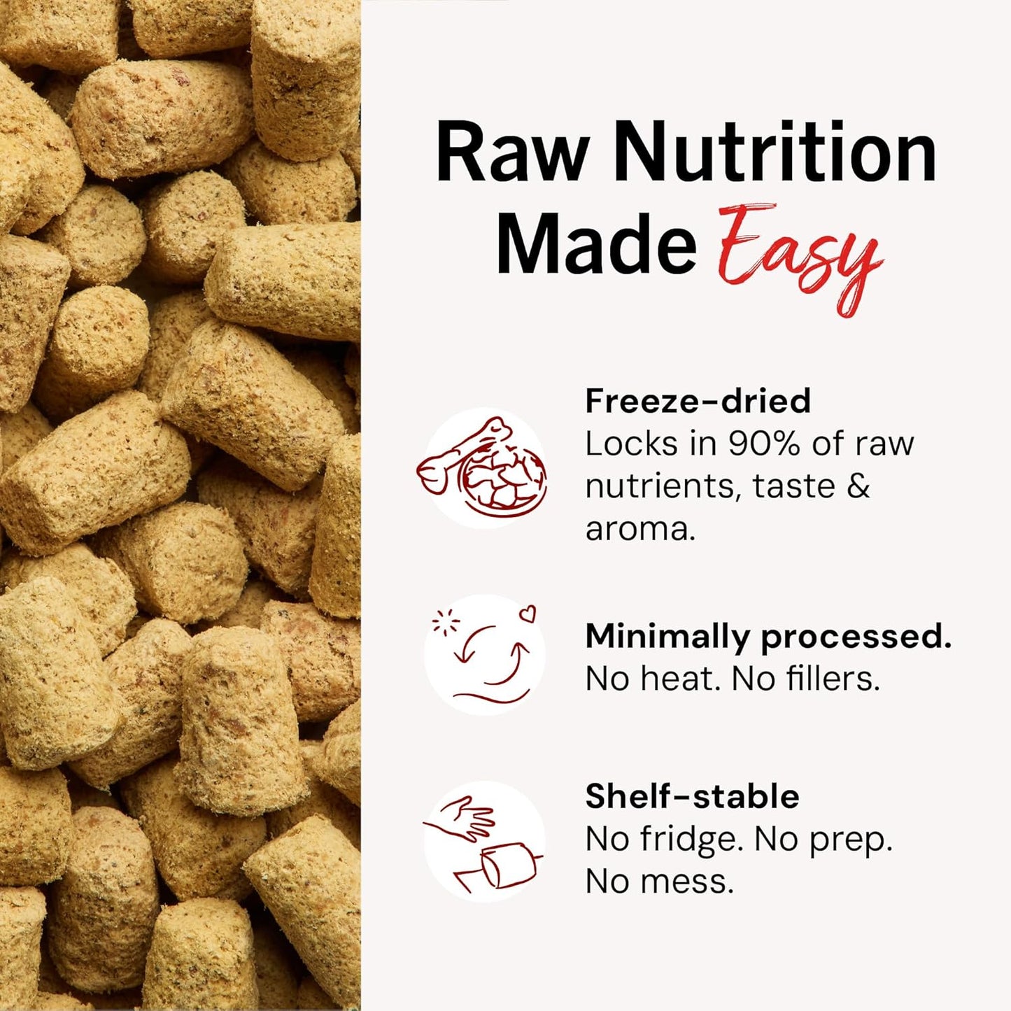 Freeze-Dried Raw Beef Meal Mixers- Dog Food Topper and Mixer - Made with 95% Grass-Fed Beef, Organs & Bone - Perfect for Picky Eaters - Grain-Free - 18 Oz