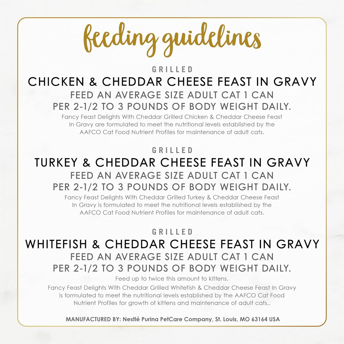 Purina Delights with Cheddar Grilled Chicken, Turkey or Whitefish and Cheddar Cheese Feast in Gravy Wet Cat Food Variety Pack - (Pack of 24) 3 Oz. Cans
