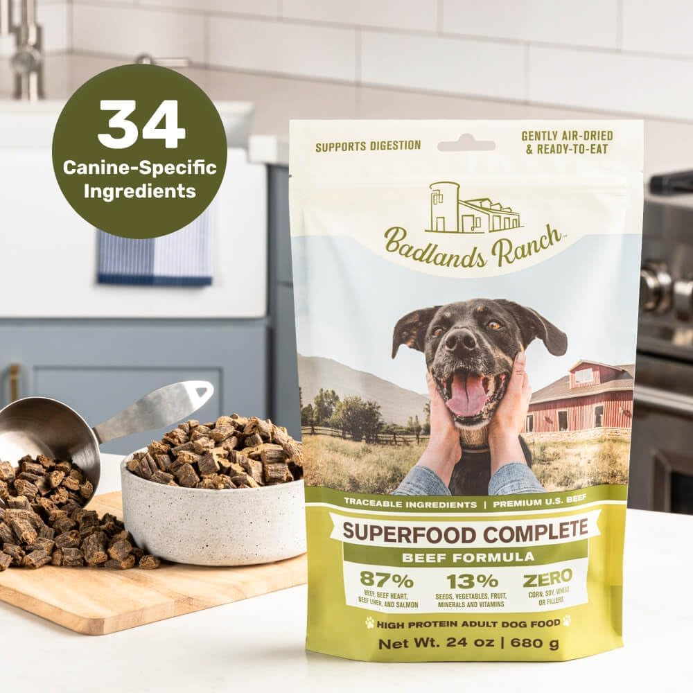- Superfood Complete, Adult Dog Food, Air-Dried, High Protein, Zero Fillers, Superfood Nutrition by Katherine Heigl (24 Oz., Beef Formula)