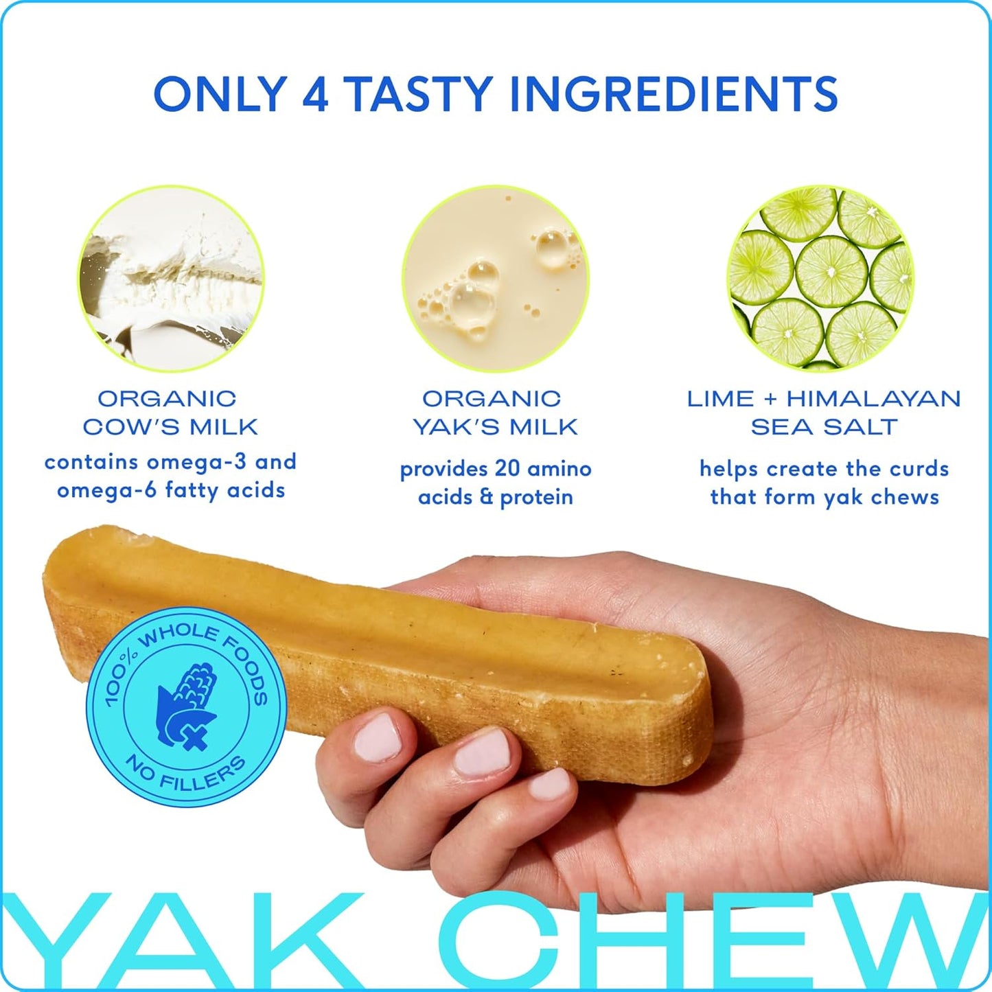 Yak Cheese Himalayan Dog Chews - Long Lasting Dental Sticks for Medium Breeds – 100% All Natural Himalayan Yak Chews for Medium Dogs – Cheese Bone for Aggressive Chewers - 3 per Pack