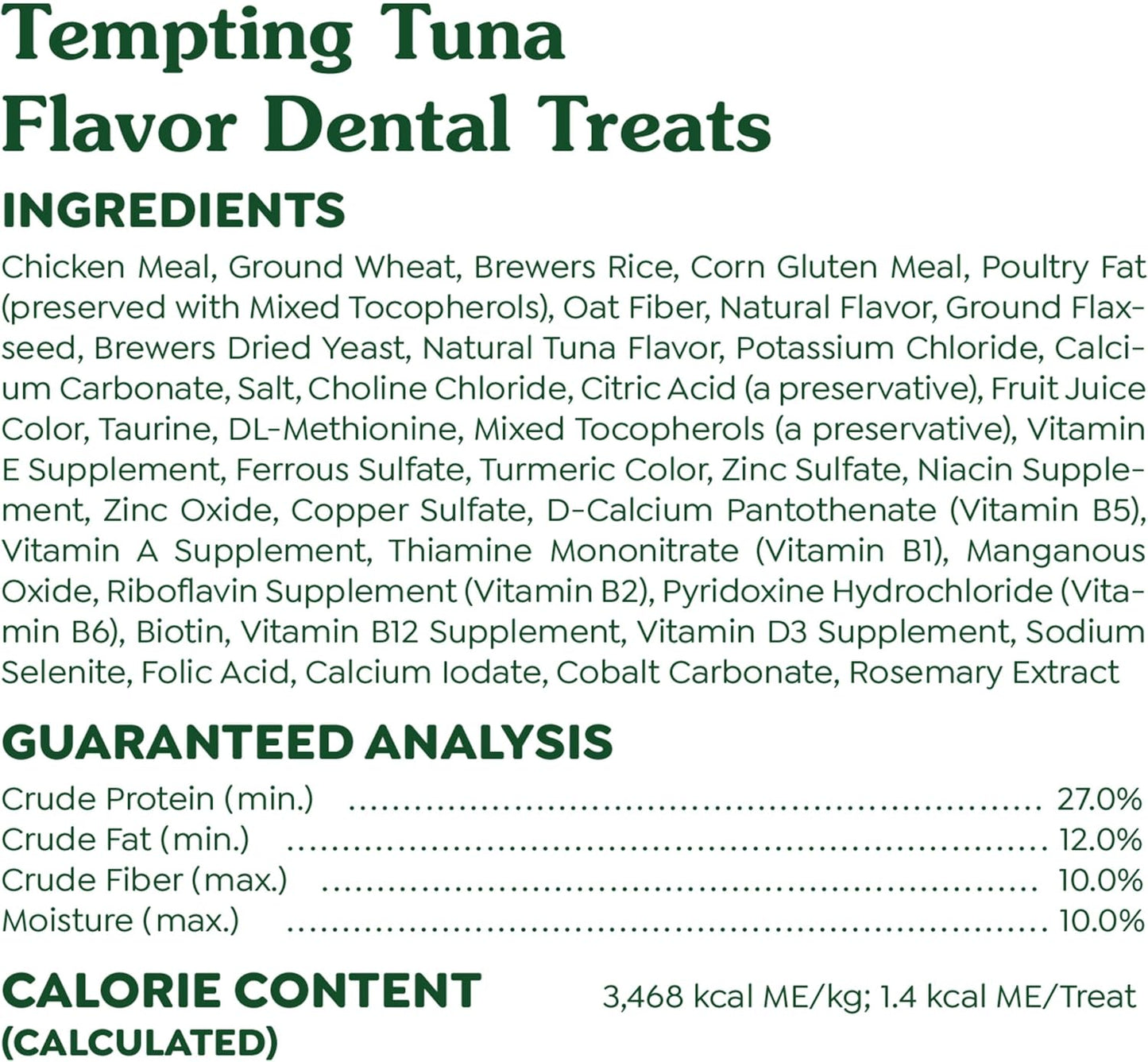 Feline Dental Cat Treats, Tempting Tuna Flavor, 21 Oz. Tub