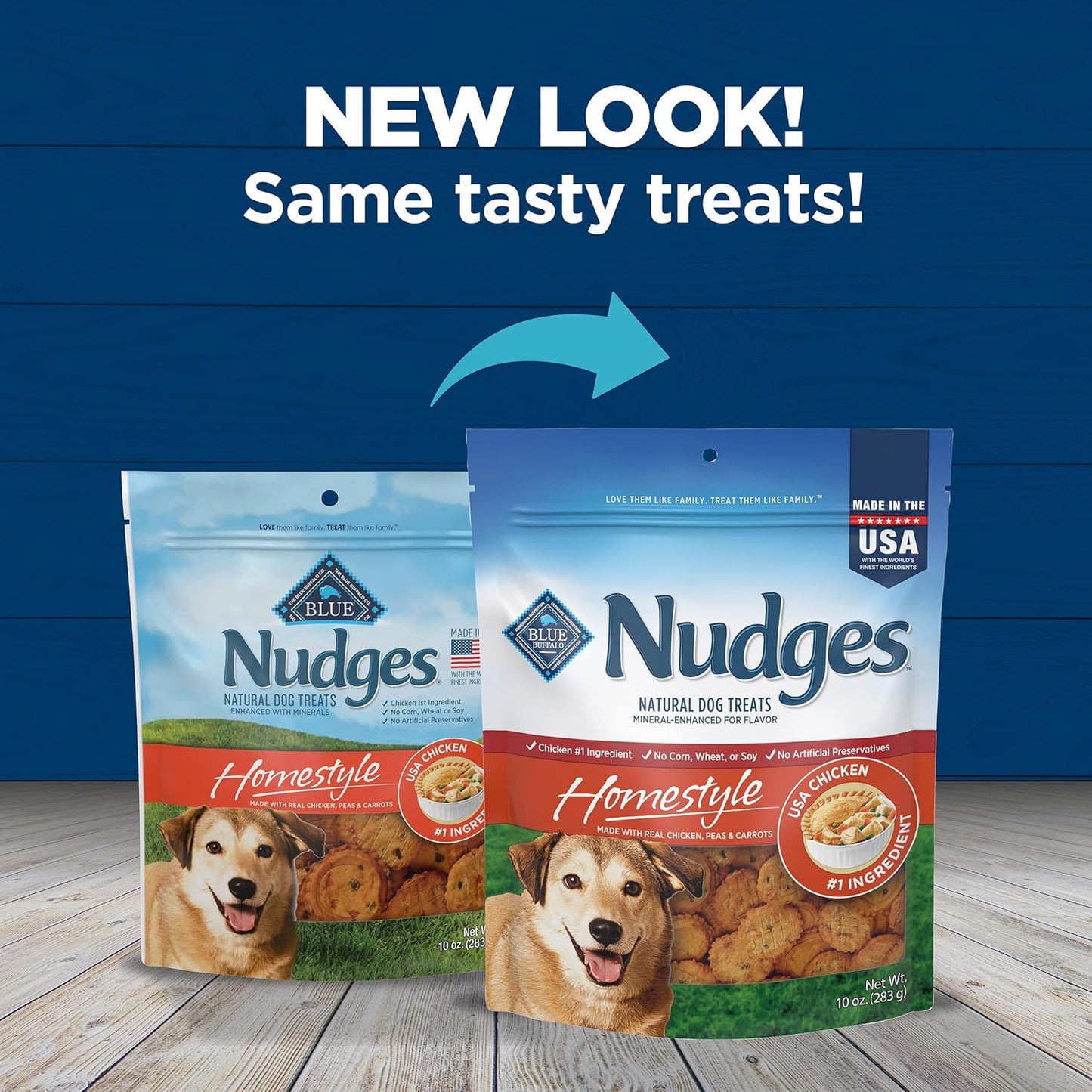 Nudges Homestyle Natural Dog Treats Made with Real Chicken, Made in the USA, Chicken, 10-Oz Bag