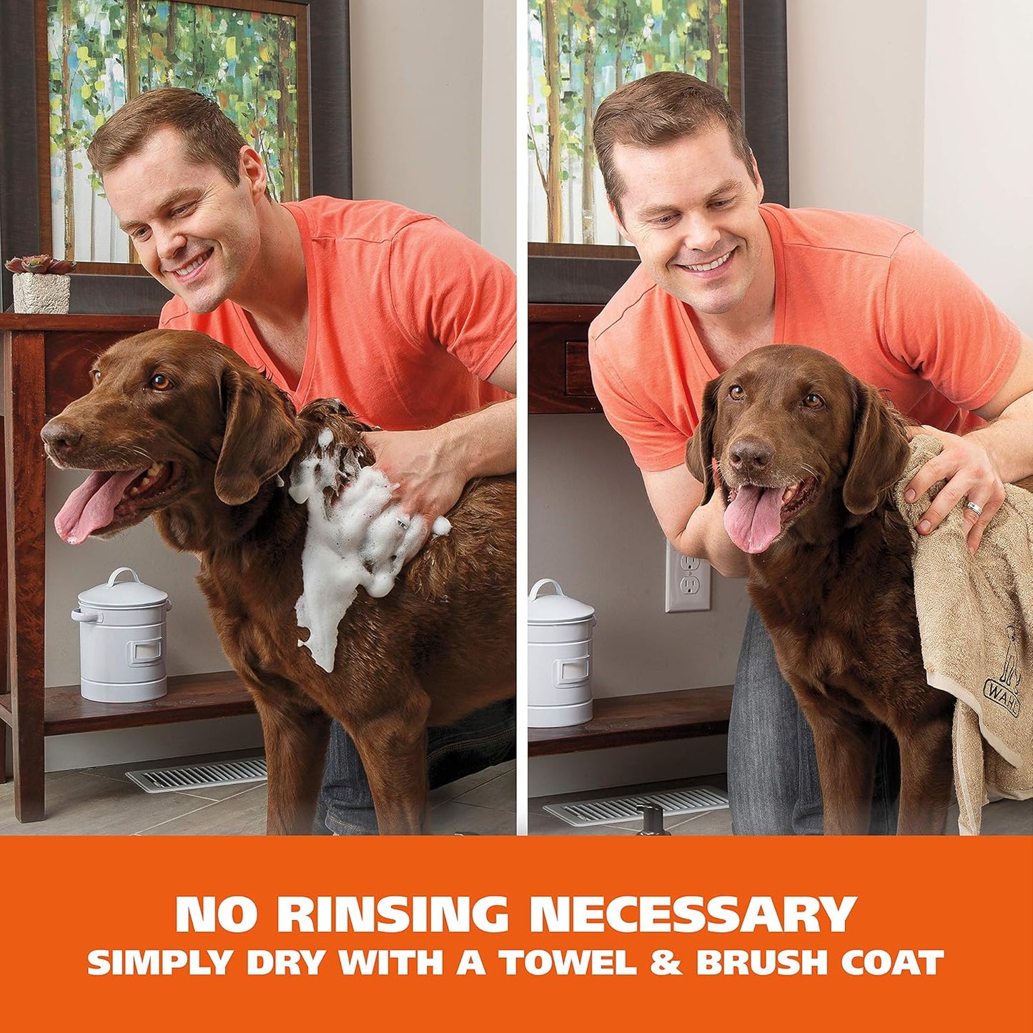 USA Pet Friendly Waterless No Rinse Shampoo for Animals – Lavender & Chamomile Scented - Cleaning, Conditioning, Detangling, & Moisturizing Shampoo for Dogs – 7.1 Oz - Model 820014A