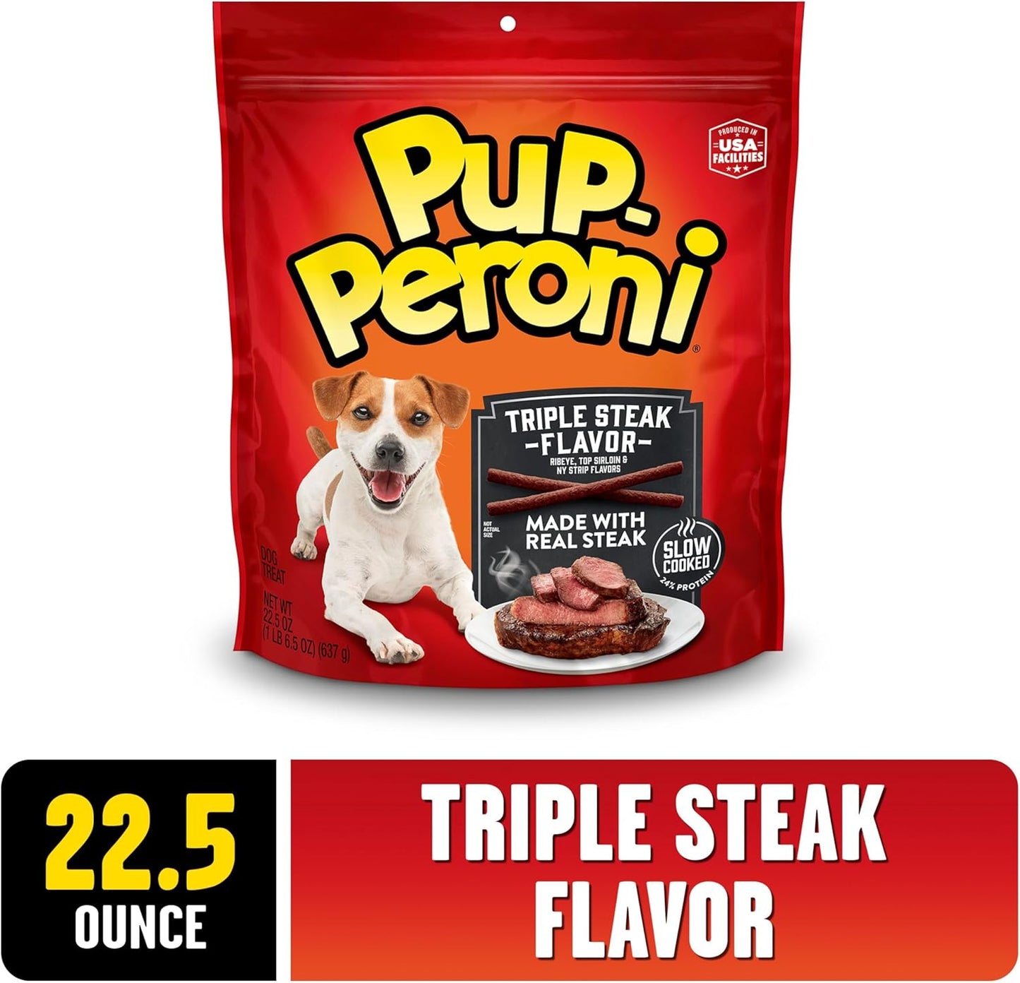 Dog Treats, Triple Steak Flavor, 22.5 Ounce, Ribeye, Top Sirloin, NY Strip Flavors