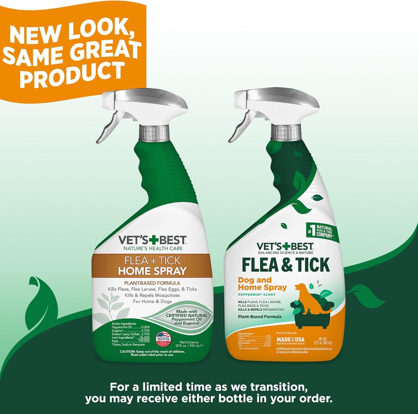 Natural Indoor Flea and Tick Spray – Dog Flea and Tick Treatment for Home, Plant-Based Formula with Natural Oils, Kills Fleas, Eggs & Ticks on Contact, Made in USA, 32 Oz