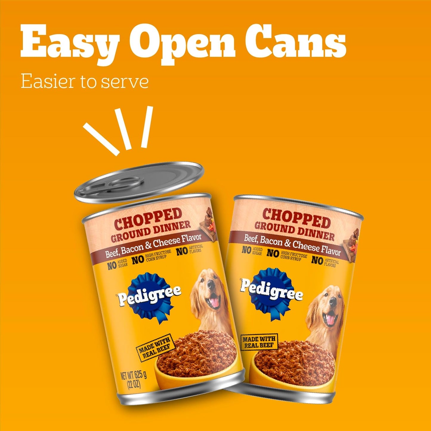 Chopped Ground Dinner Adult Canned Soft Wet Dog Food, Beef Bacon & Cheese Flavor, 22 Oz. Cans (12 Count, Pack of 1)