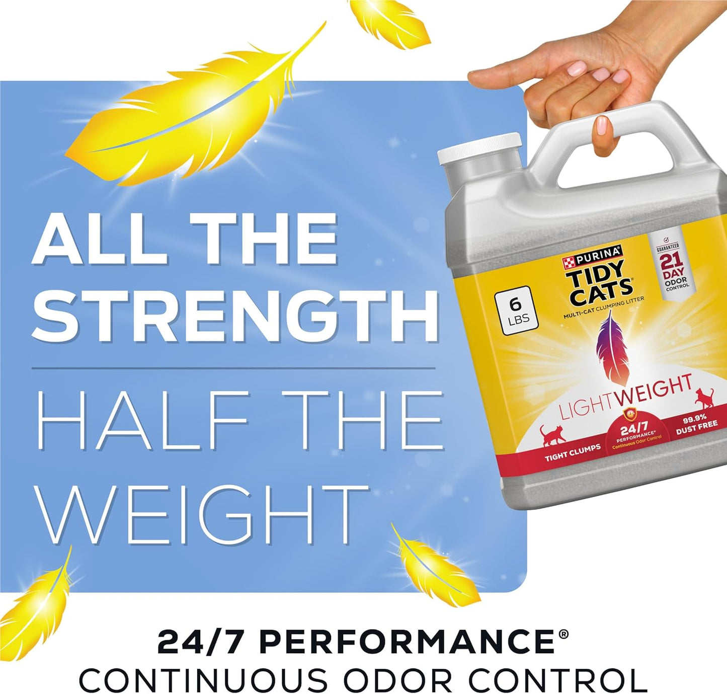 Purina Lightweight 24/7 Performance Odor Control, Multi-Cat, Clumping, 99.9 Percent Dust Free Cat Litter - 6 Lb. Jug