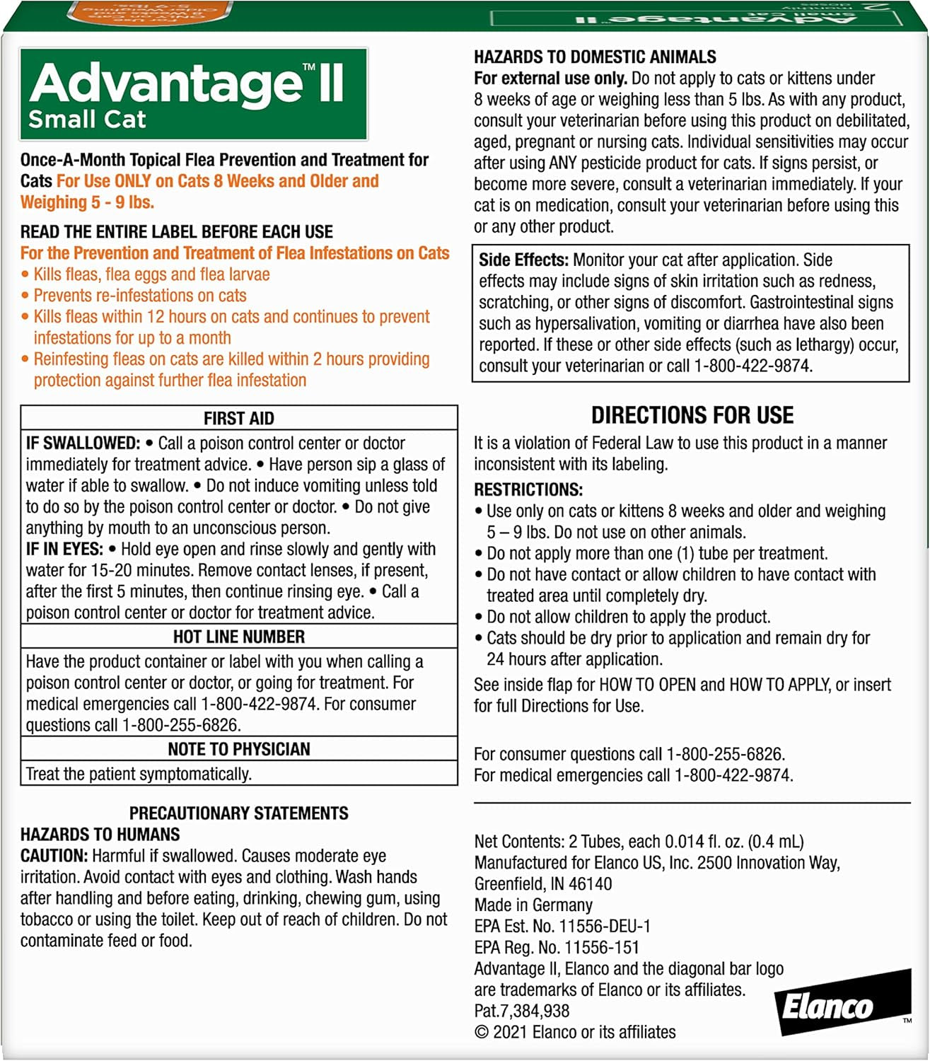 II Small Cat Vet-Recommended Flea Treatment & Prevention | Cats 5-9 Lbs. | 2-Month Supply