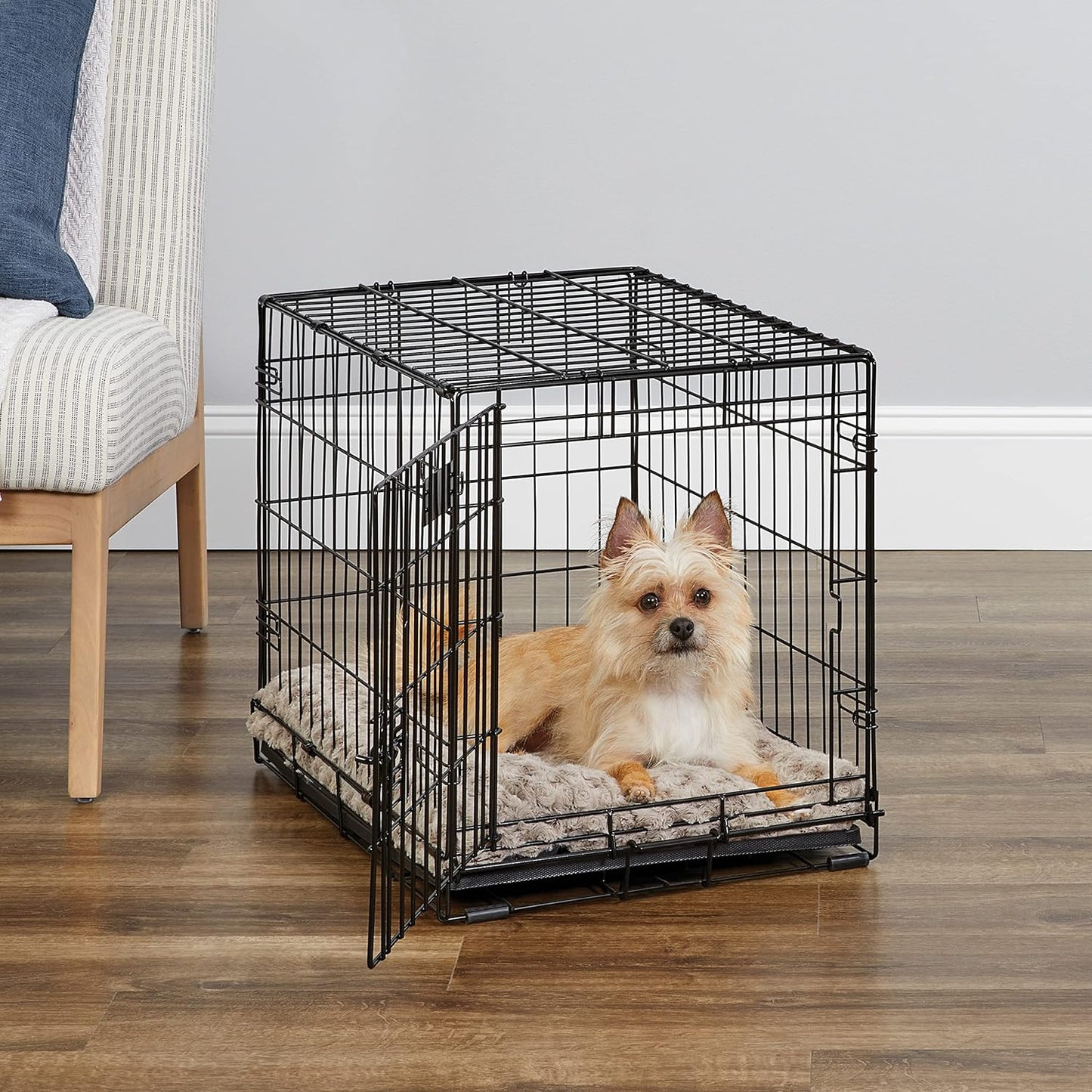 24-Inch Icrate Folding Dog Crate with Divider Panel, Leak-Proof Tray & Secure Latches – Metal Wire Kennel for Small Breeds – Portable, Durable & Easy to Assemble
