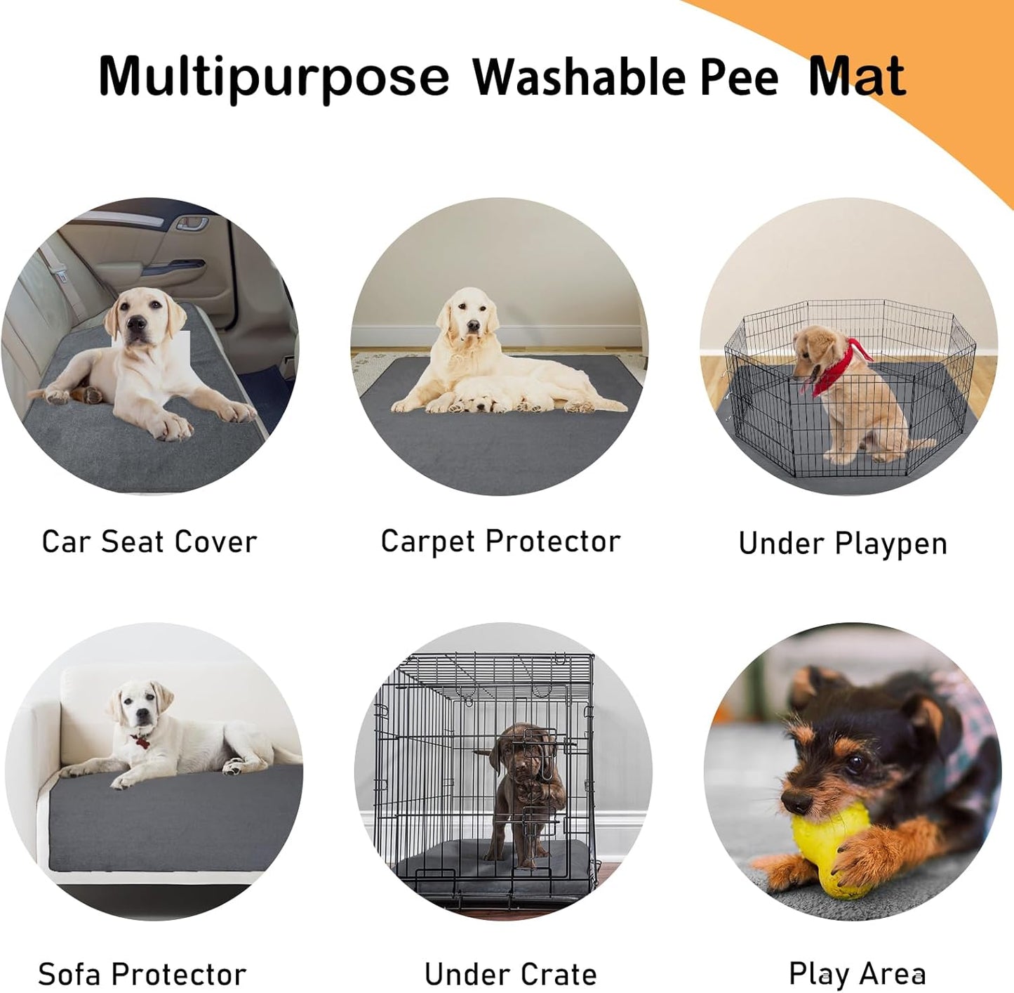 2 Packs Extra Large Reusable Dog Mat for Floor, Non-Slip Washable Pee Pads for Dogs, Fast Absorbent Pet Whelping Pads, Puppy Playpen Mat for Incontinence, Housebreak, Crate (36"X48"-Gray)