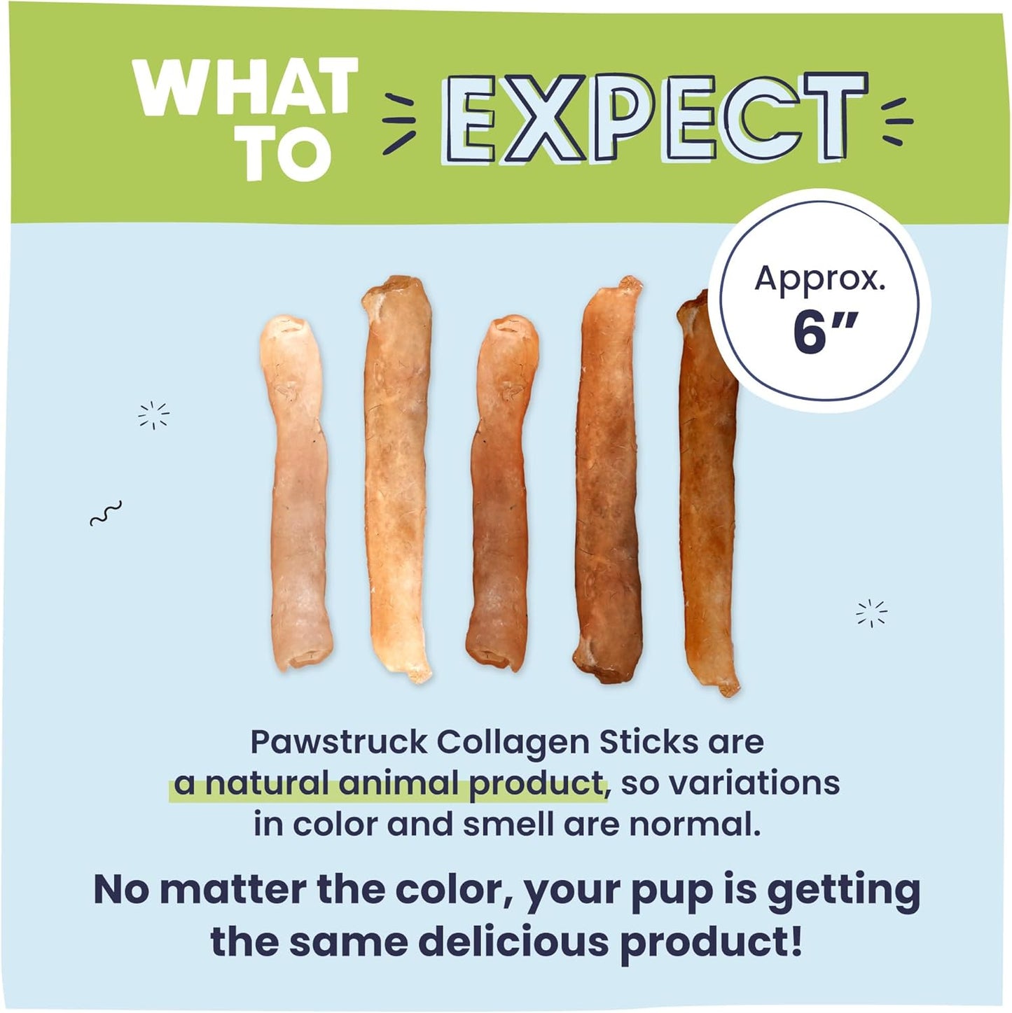 Natural 5-7" Beef Collagen Sticks for Dogs – Long-Lasting Rawhide Alternative, High Protein & Low Fat with Chondroitin & Glucosamine – 5 Pack
