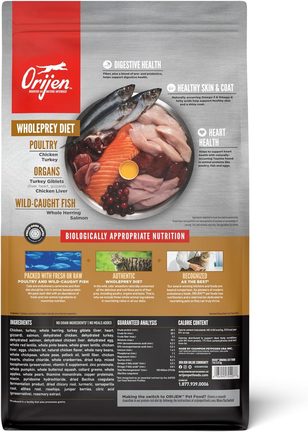 Grain Free High Protein Premium Dry Cat Food Original Recipe 7Lb Bag