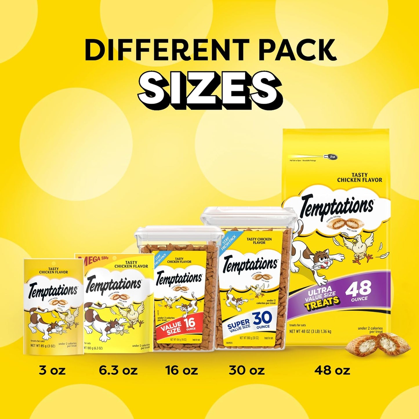 Classic Crunchy and Soft Cat Treats Tasty Chicken Flavor, 48 Oz. Pouch