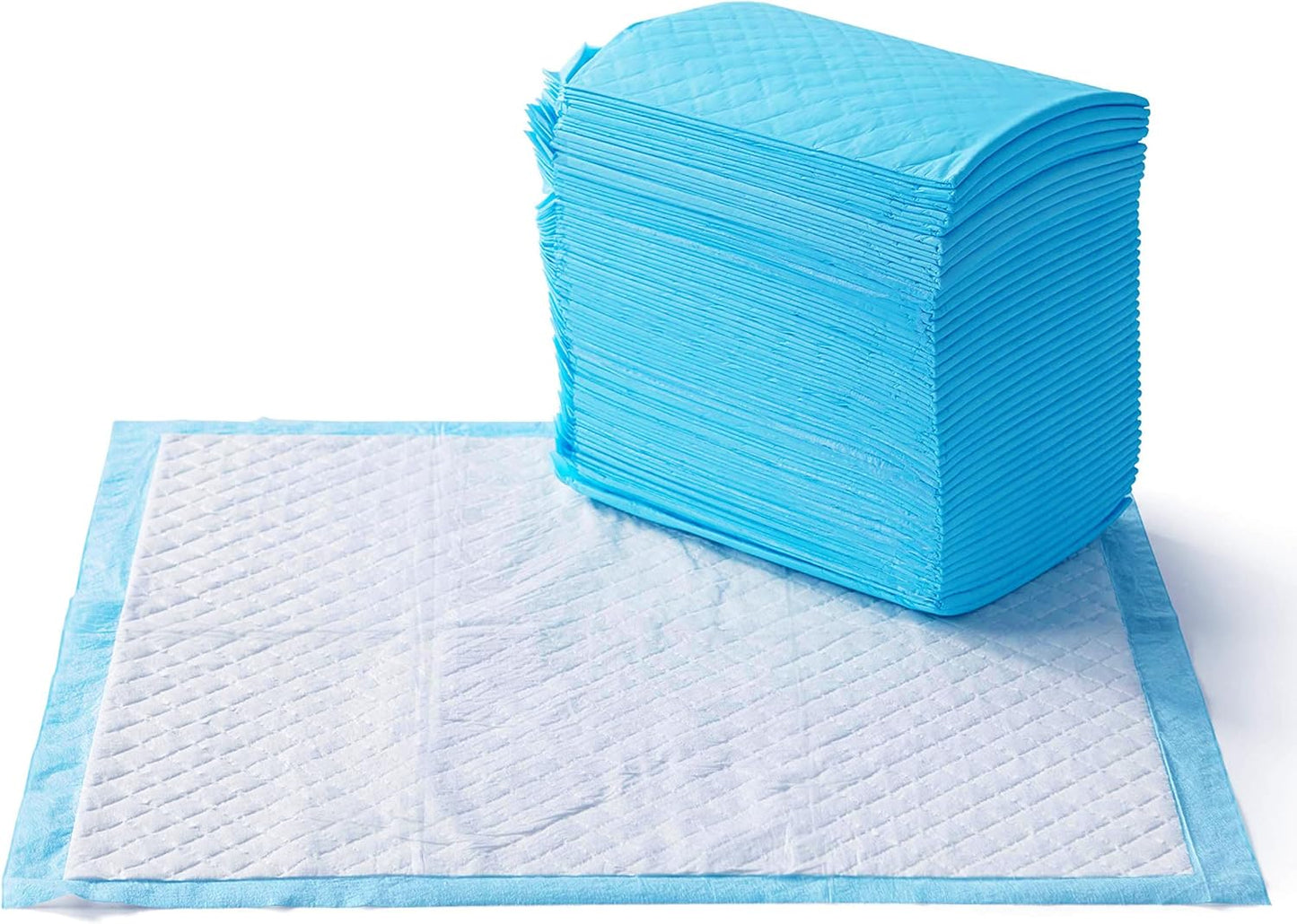 Heavy Duty Dog and Puppy Pee Pads, 5-Layer Leak-Proof Ultra Absorbent, Quick-Dry Surface, Potty Training, Regular (24X23"), 80 Count, Blue & White