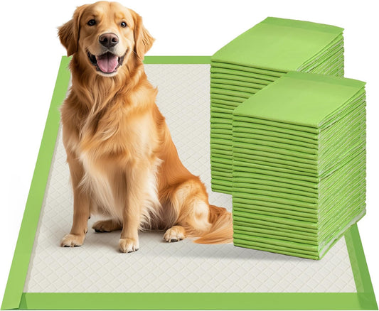 Dog Pee Pads Extra Large 28"X34", XL Thicker ECO Green Disposable Xlarge Puppy Training Pads Super Absorbent Full Edge-Wrapping Pad for Dogs, Puppies, Doggie, Cats, Rabbits-(30 Count)